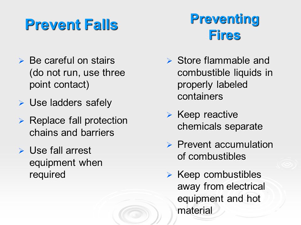 Prevent Falls Preventing Fires