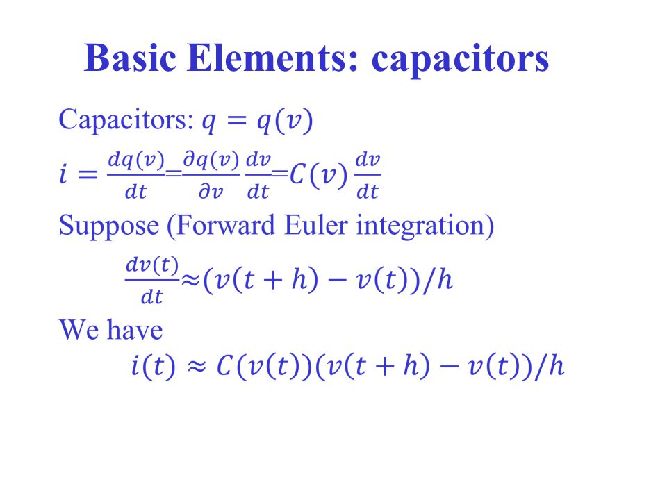 Basic Elements: capacitors