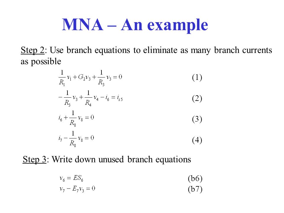Step 3: Write down unused branch equations