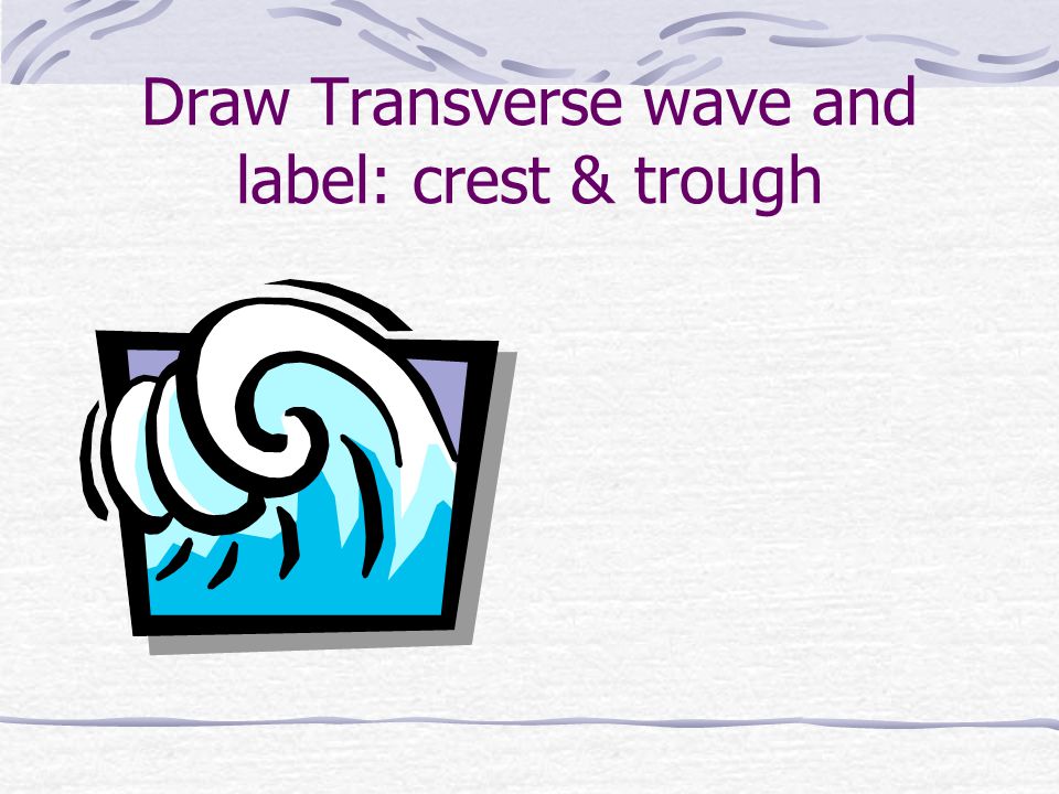 Draw Transverse wave and label: crest & trough