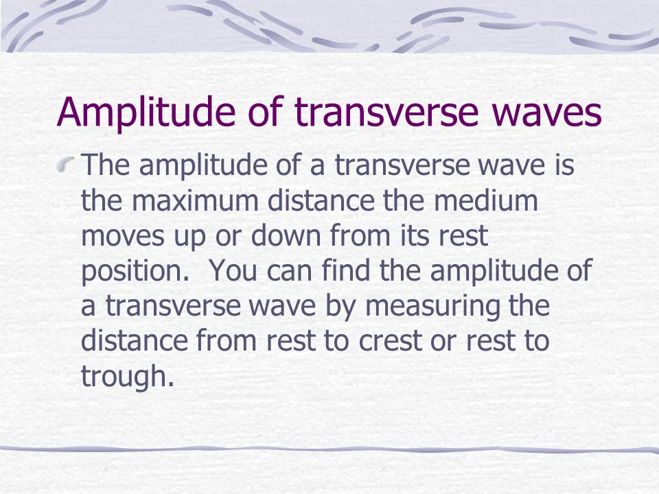 Amplitude of transverse waves