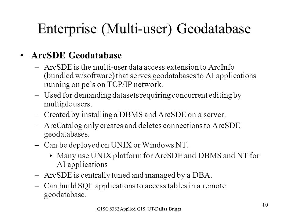 Enterprise (Multi-user) Geodatabase