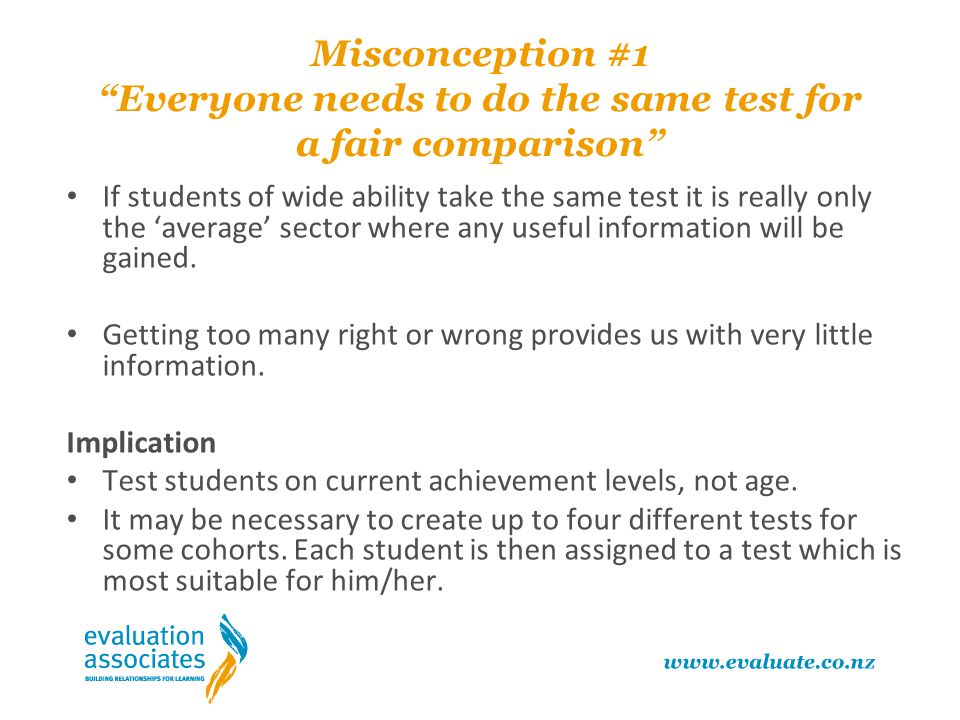 Misconception #1 Everyone needs to do the same test for a fair comparison