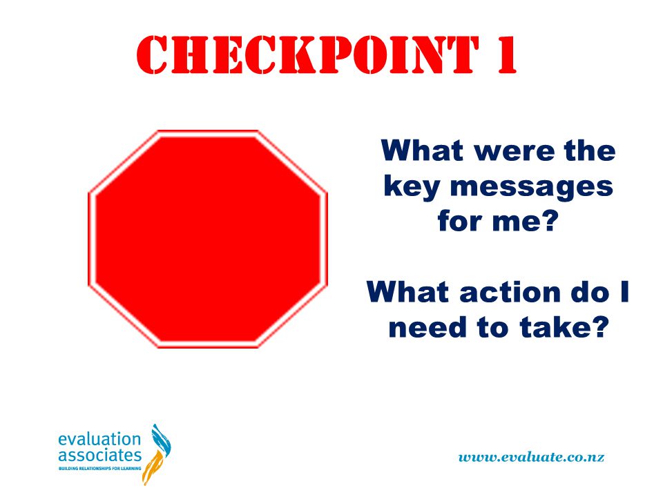 CHECKPOINT 1 What were the key messages for me