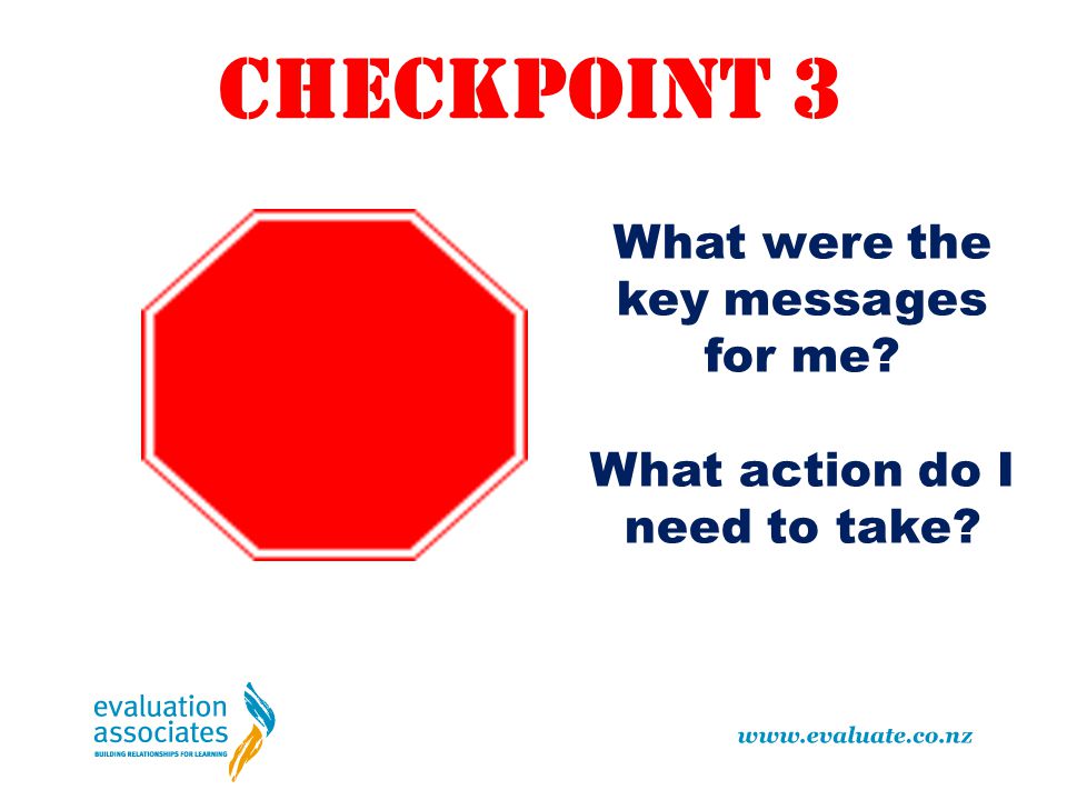 CHECKPOINT 3 What were the key messages for me