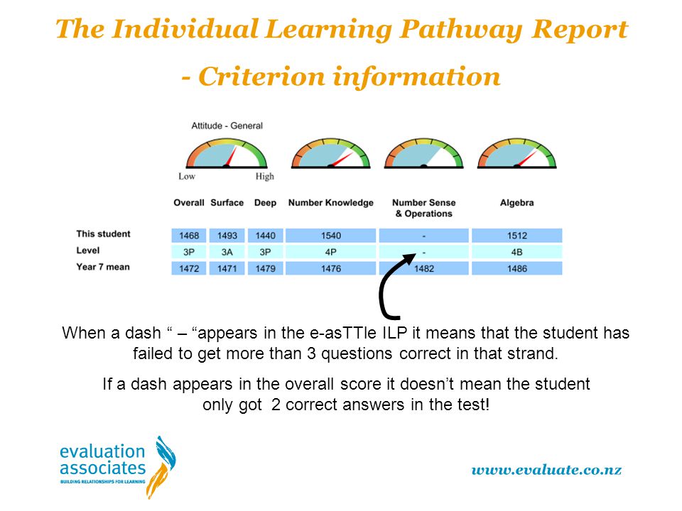 The Individual Learning Pathway Report - Criterion information