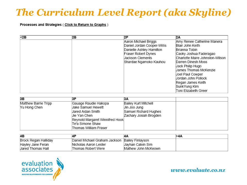 The Curriculum Level Report (aka Skyline)