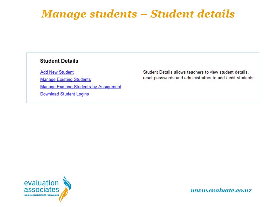 Manage students – Student details