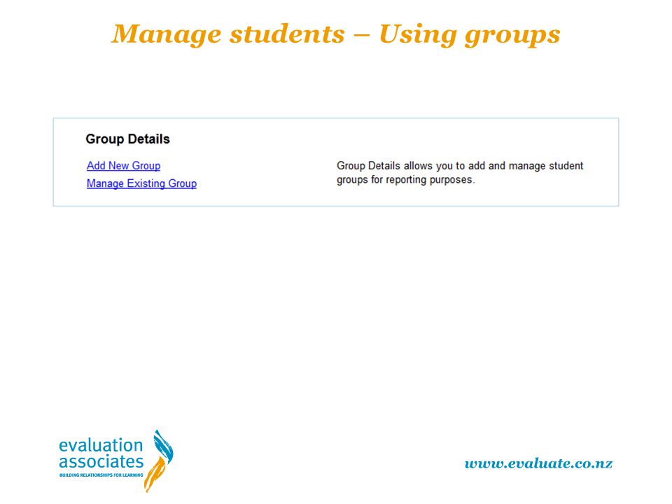 Manage students – Using groups