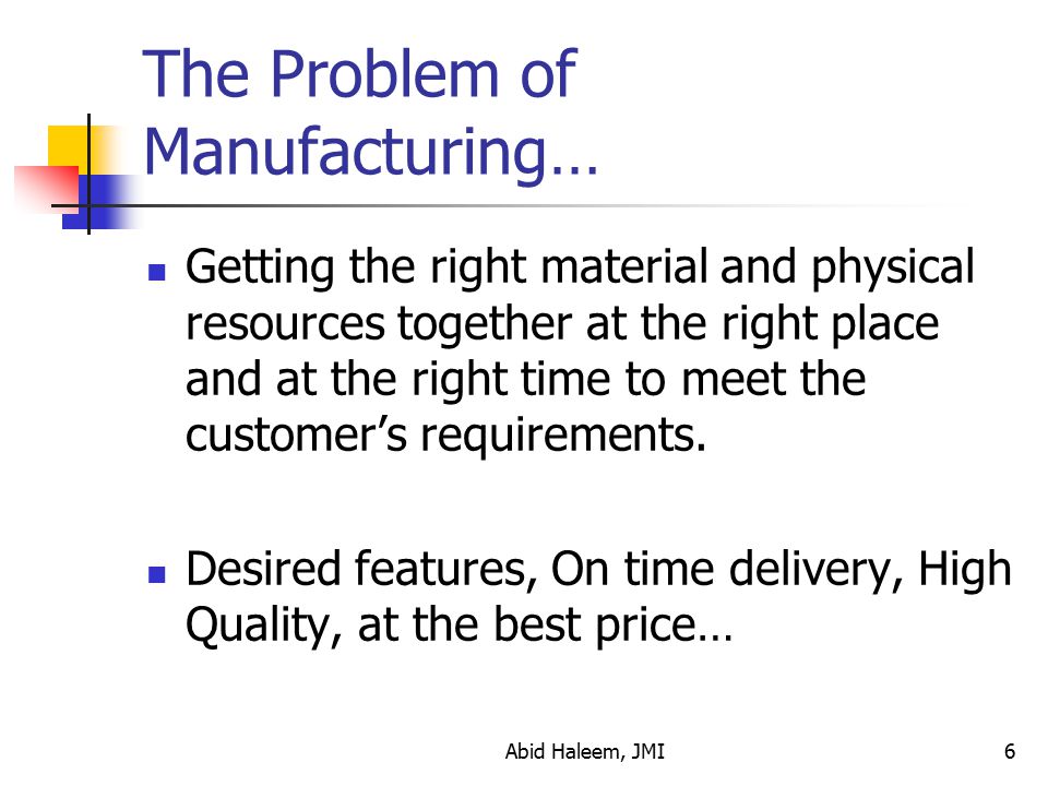 The Problem of Manufacturing…