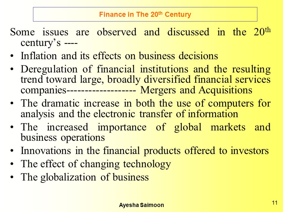 Finance in The 20th Century