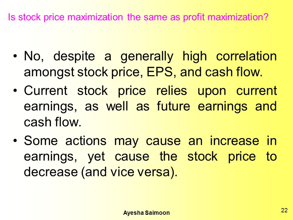 Is stock price maximization the same as profit maximization