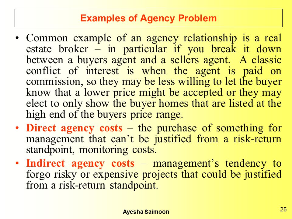 Examples of Agency Problem