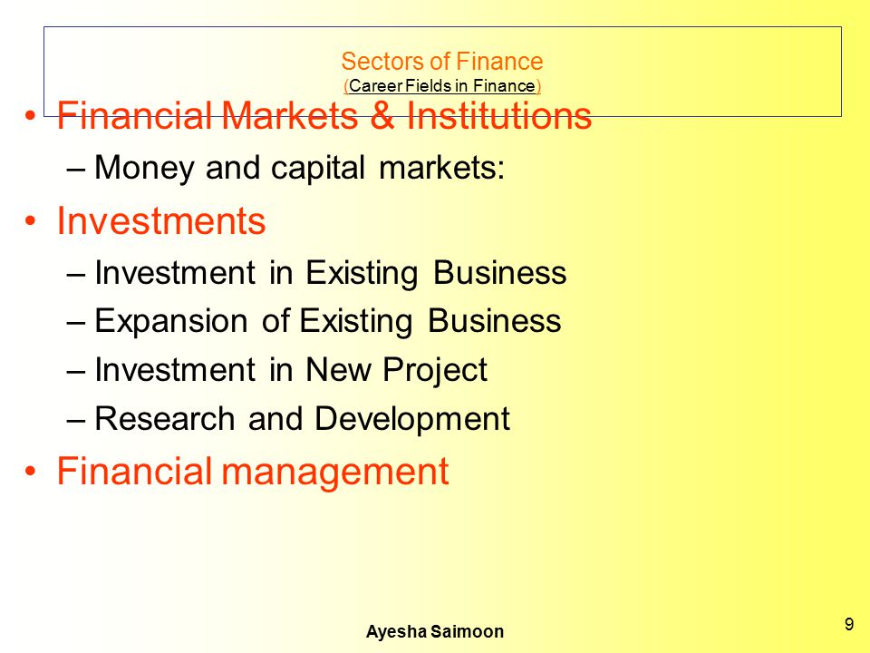 Sectors of Finance (Career Fields in Finance)