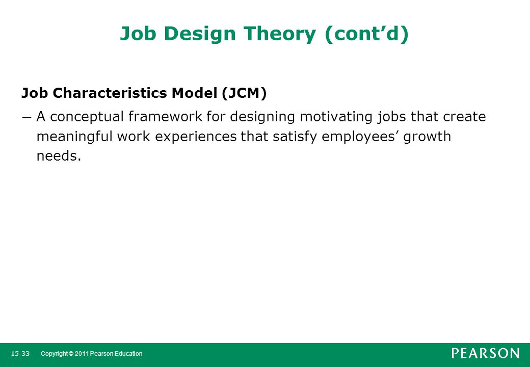 Job Design Theory (cont’d)