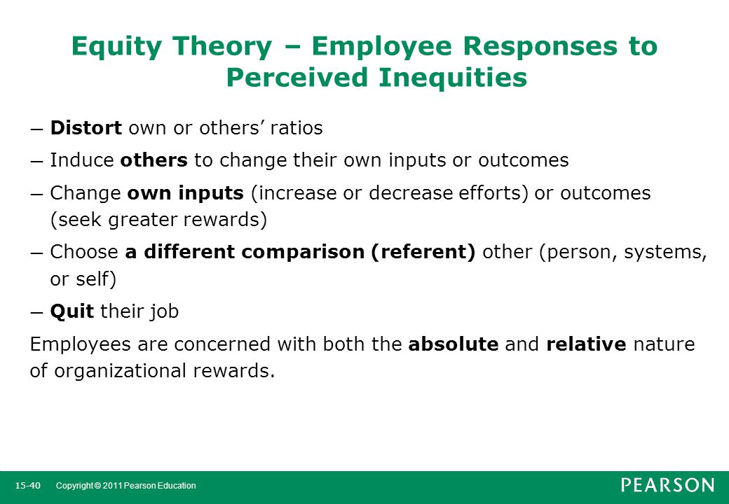 Equity Theory – Employee Responses to Perceived Inequities