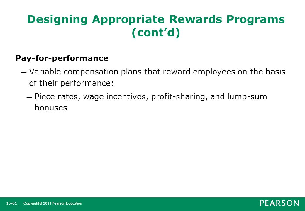 Designing Appropriate Rewards Programs (cont’d)