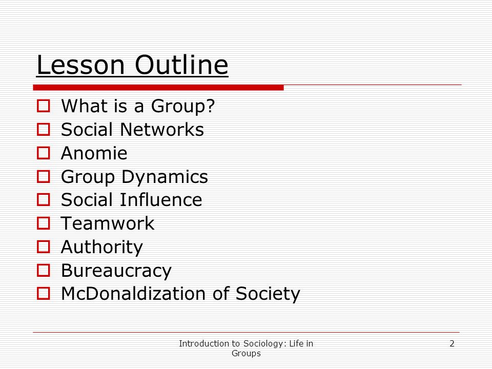 Introduction to Sociology: Life in Groups