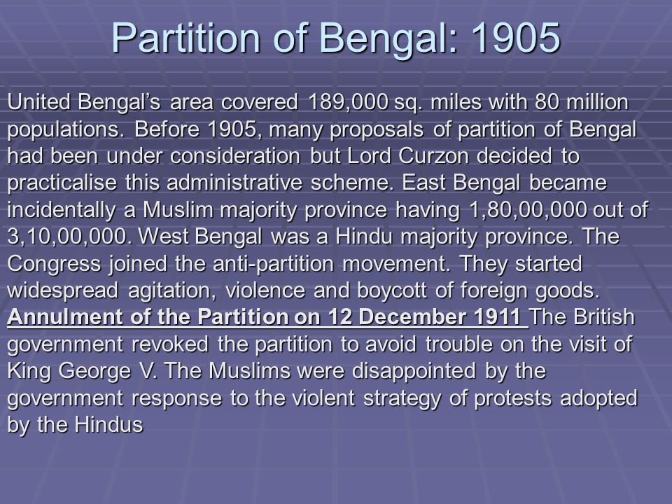 Partition of Bengal: 1905