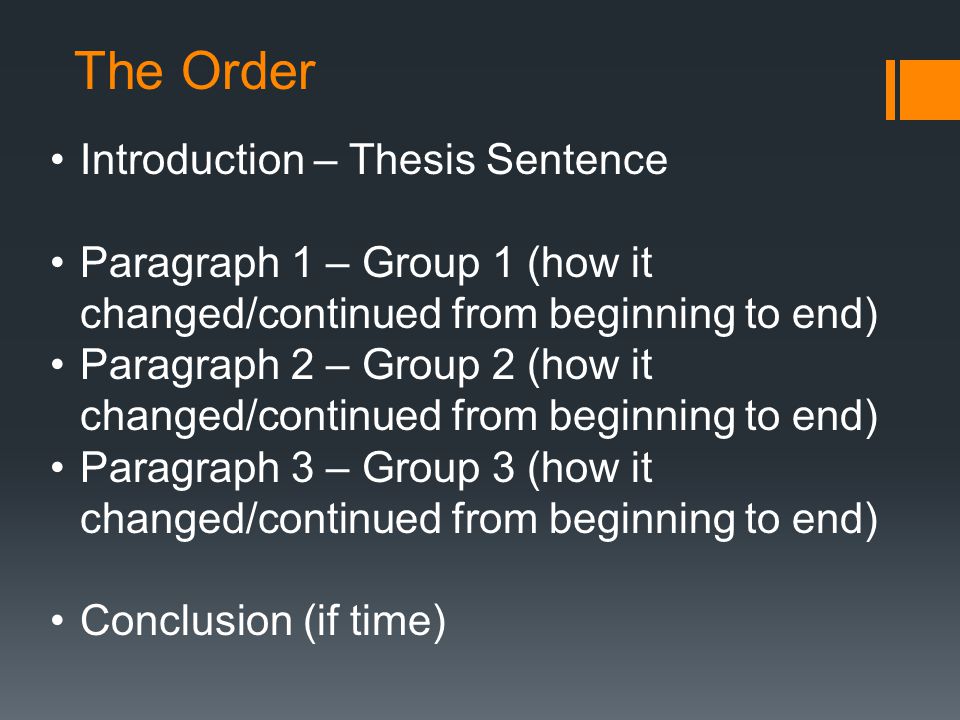 The Order Introduction – Thesis Sentence