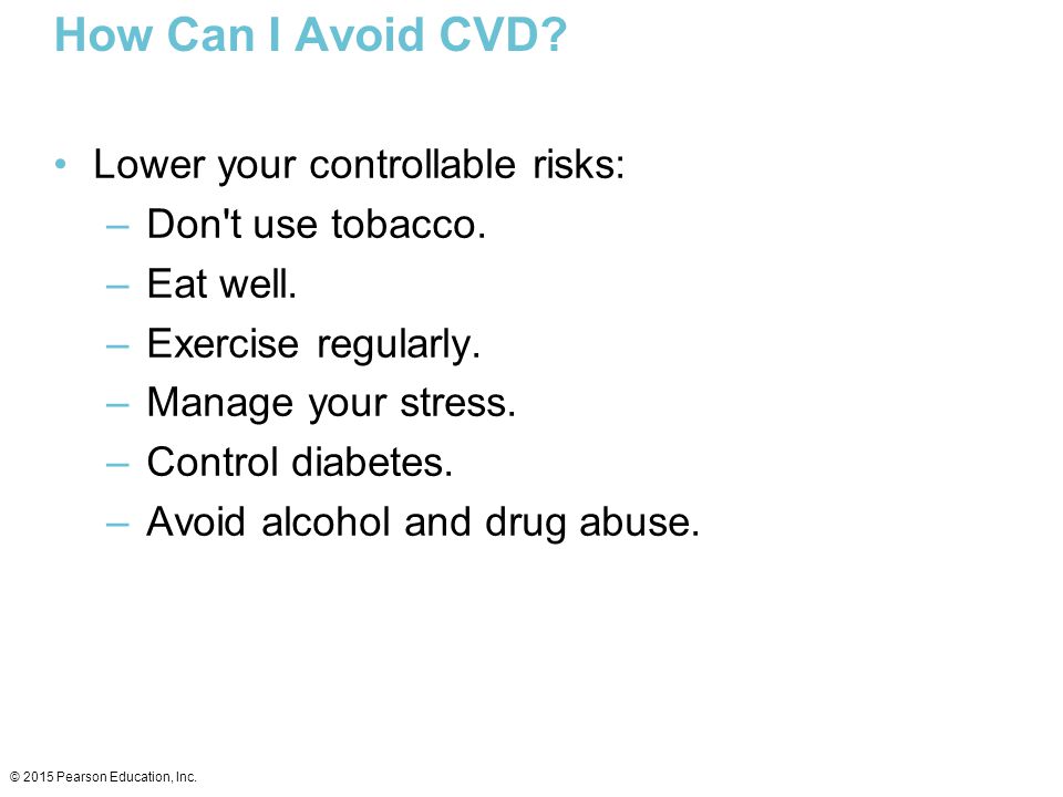 How Can I Avoid CVD Lower your controllable risks: Don t use tobacco.