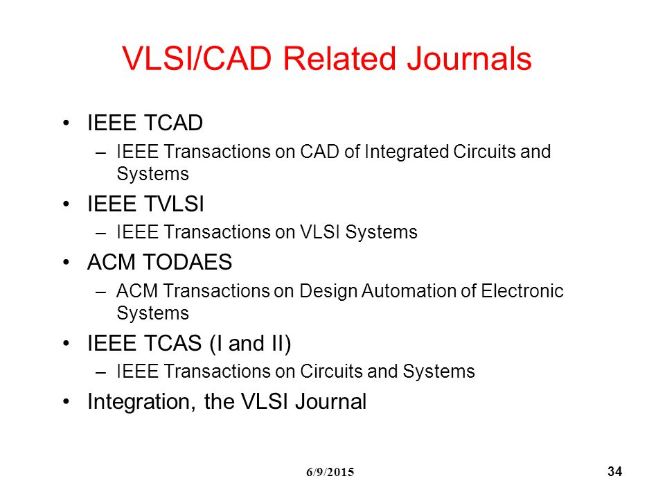 VLSI/CAD Related Journals