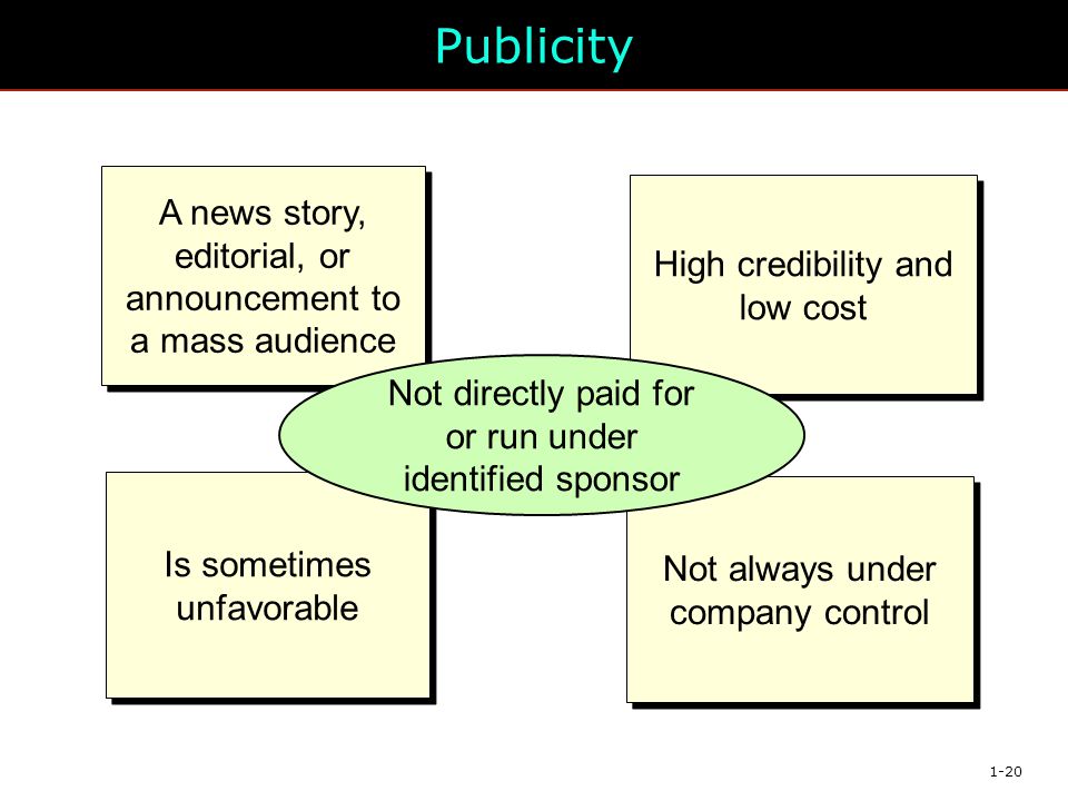 Publicity A news story, editorial, or announcement to a mass audience
