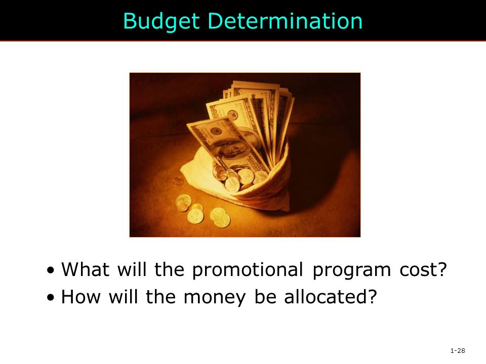 Budget Determination What will the promotional program cost