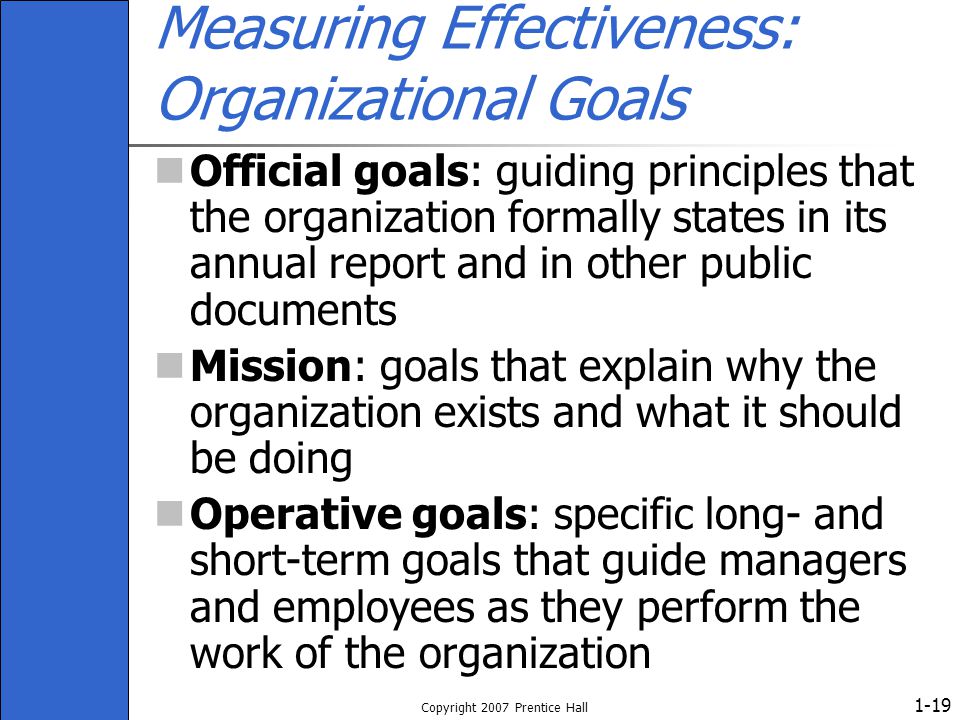 Measuring Effectiveness: Organizational Goals