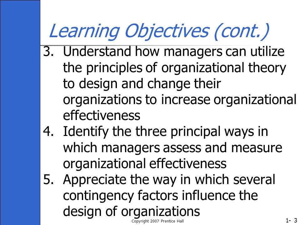 Learning Objectives (cont.)