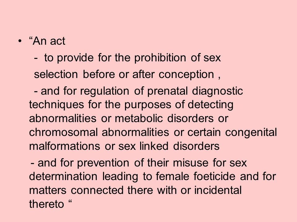 An act - to provide for the prohibition of sex. selection before or after conception ,