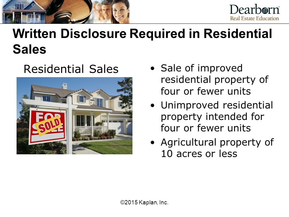 Written Disclosure Required in Residential Sales