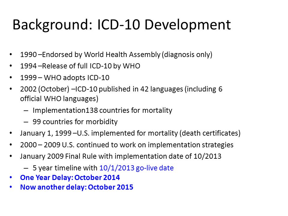 Background: ICD-10 Development