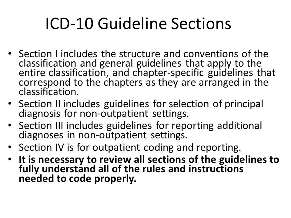 ICD-10 Guideline Sections