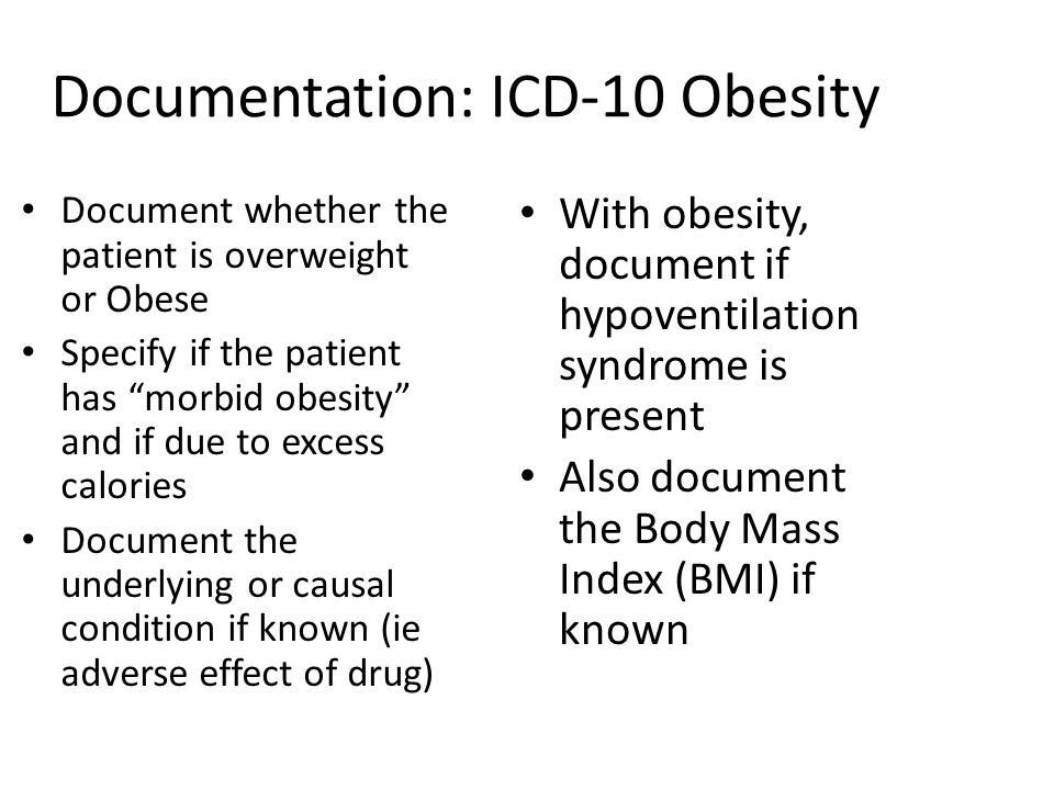 Documentation: ICD-10 Obesity
