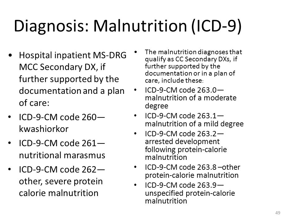 Diagnosis: Malnutrition (ICD-9)