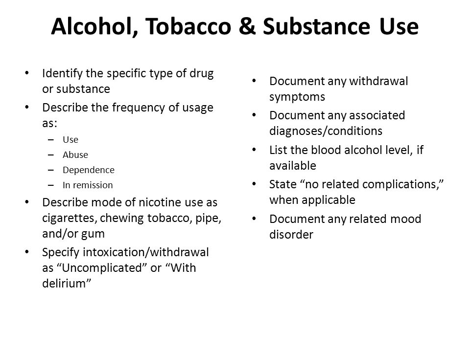 Alcohol, Tobacco & Substance Use