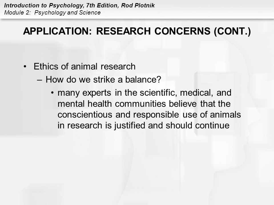 APPLICATION: RESEARCH CONCERNS (CONT.)