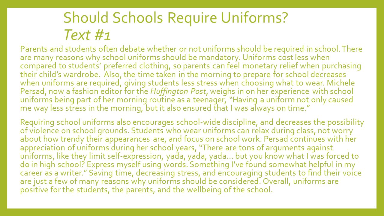 no school uniforms essay