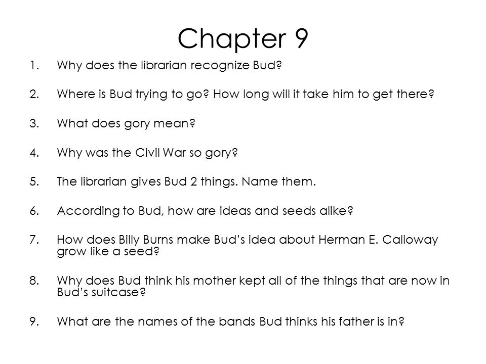 Chapter 9 Why does the librarian recognize Bud