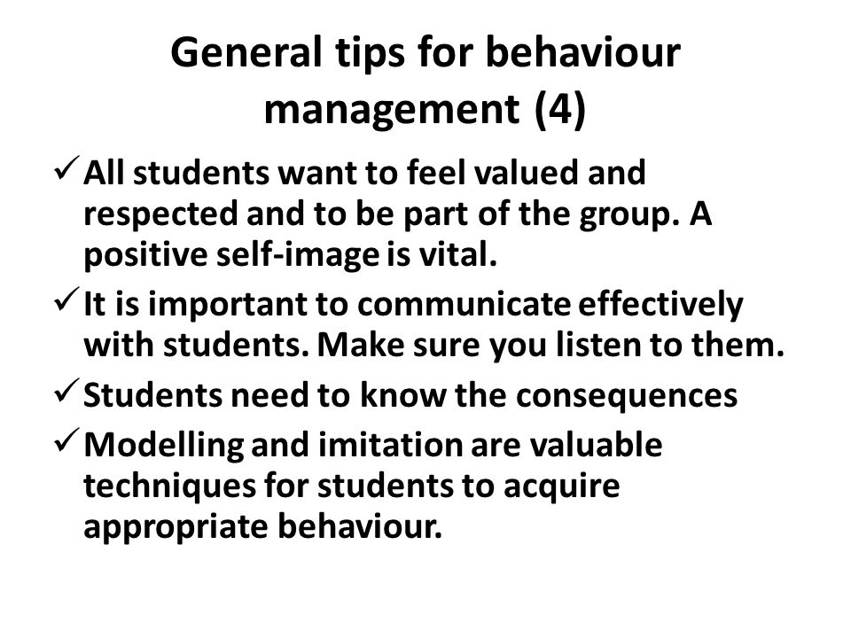 General tips for behaviour management (4)