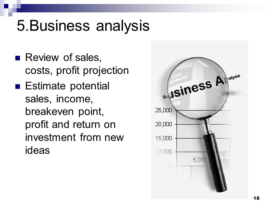 5.Business analysis Review of sales, costs, profit projection