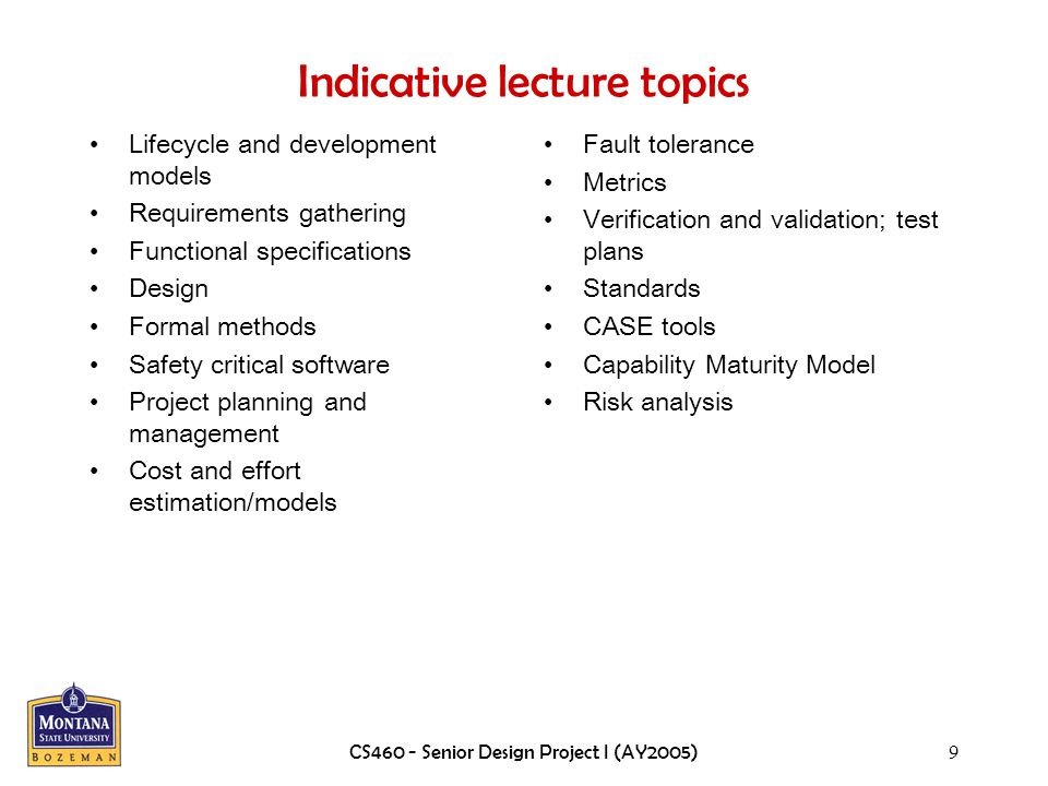 Indicative lecture topics