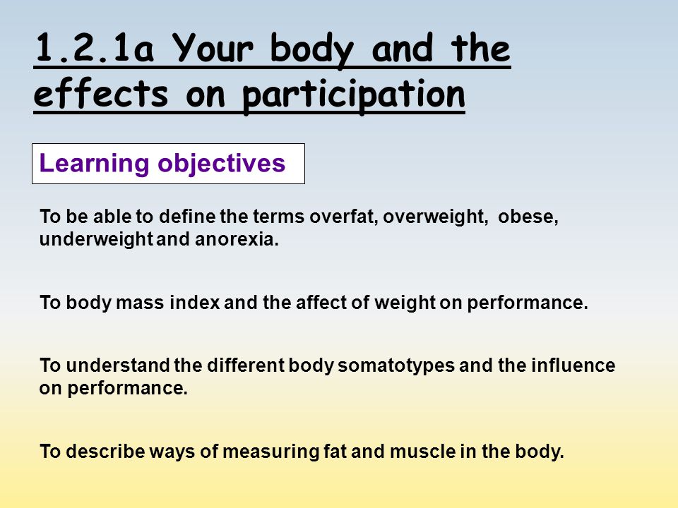 1.2.1a Your body and the effects on participation