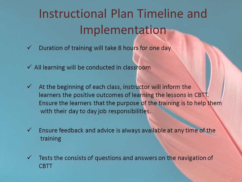 Instructional Plan Timeline and Implementation