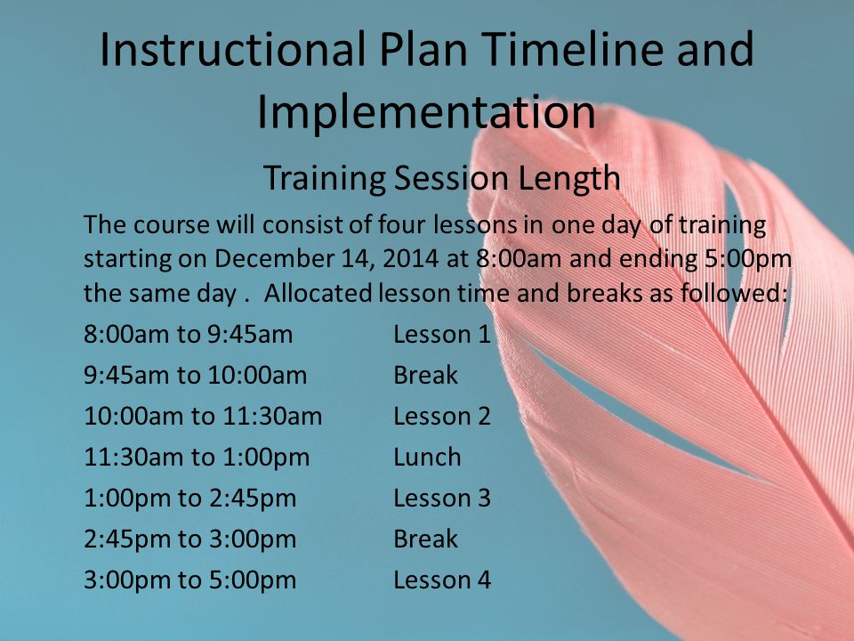 Instructional Plan Timeline and Implementation