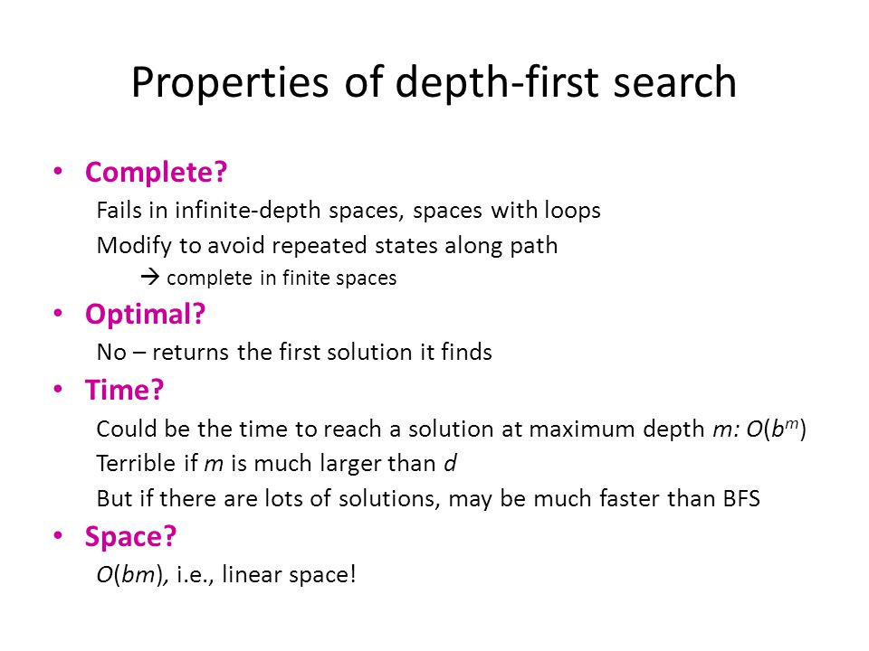 Properties Of Depth First Search
