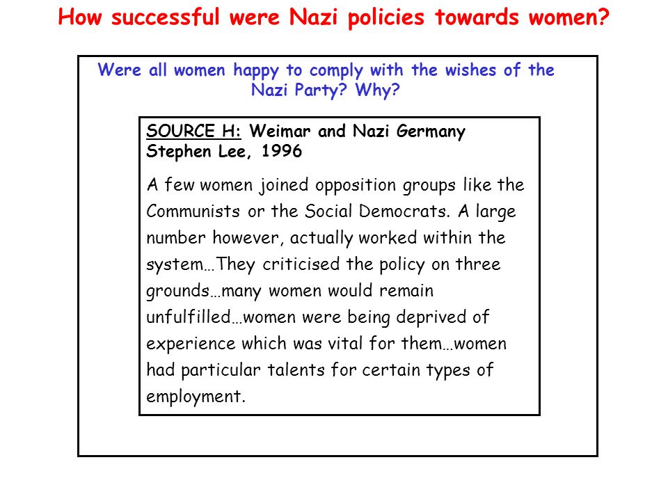 How successful were Nazi policies towards women