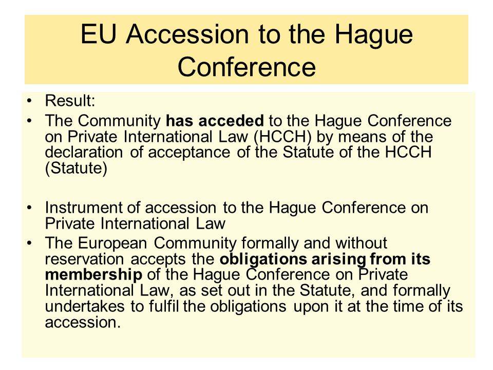 EU Accession to the Hague Conference