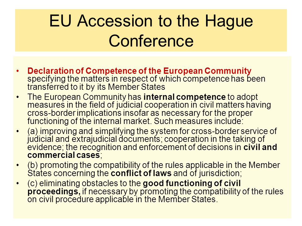EU Accession to the Hague Conference